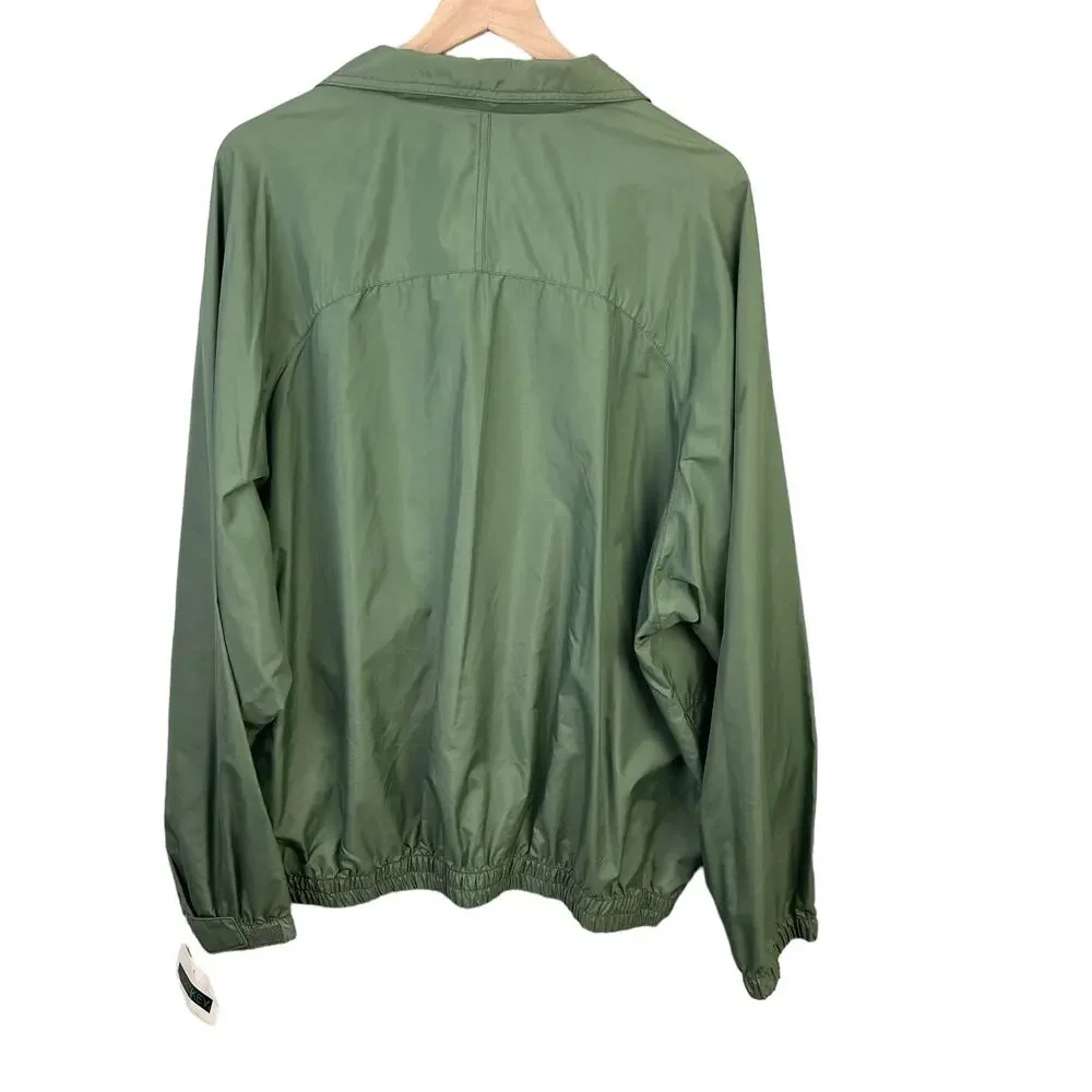 Jockey Lightweight Windbreaker Men's 2X Full Zipper Green Jacket Adjustable Cuff